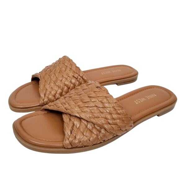 Nine West Women's Woven Slides Sandals Tan Size 7.5 - Picture 1 of 7